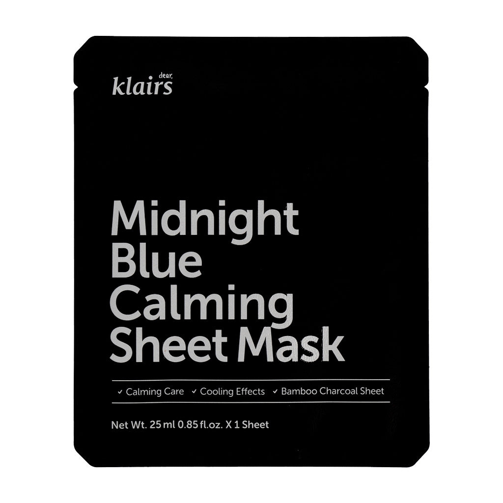 dear, klairs dear, klairs Midnight Blue Calming Sheet Mask 25ml*5ea - soothing - front bottle shot