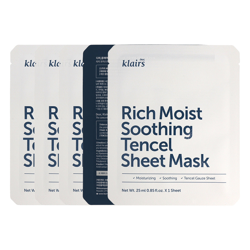 dear, klairs dear, klairs Rich Moist Soothing Tencel Sheet Mask 25ml x 5ea - hydrating - front bottle shot