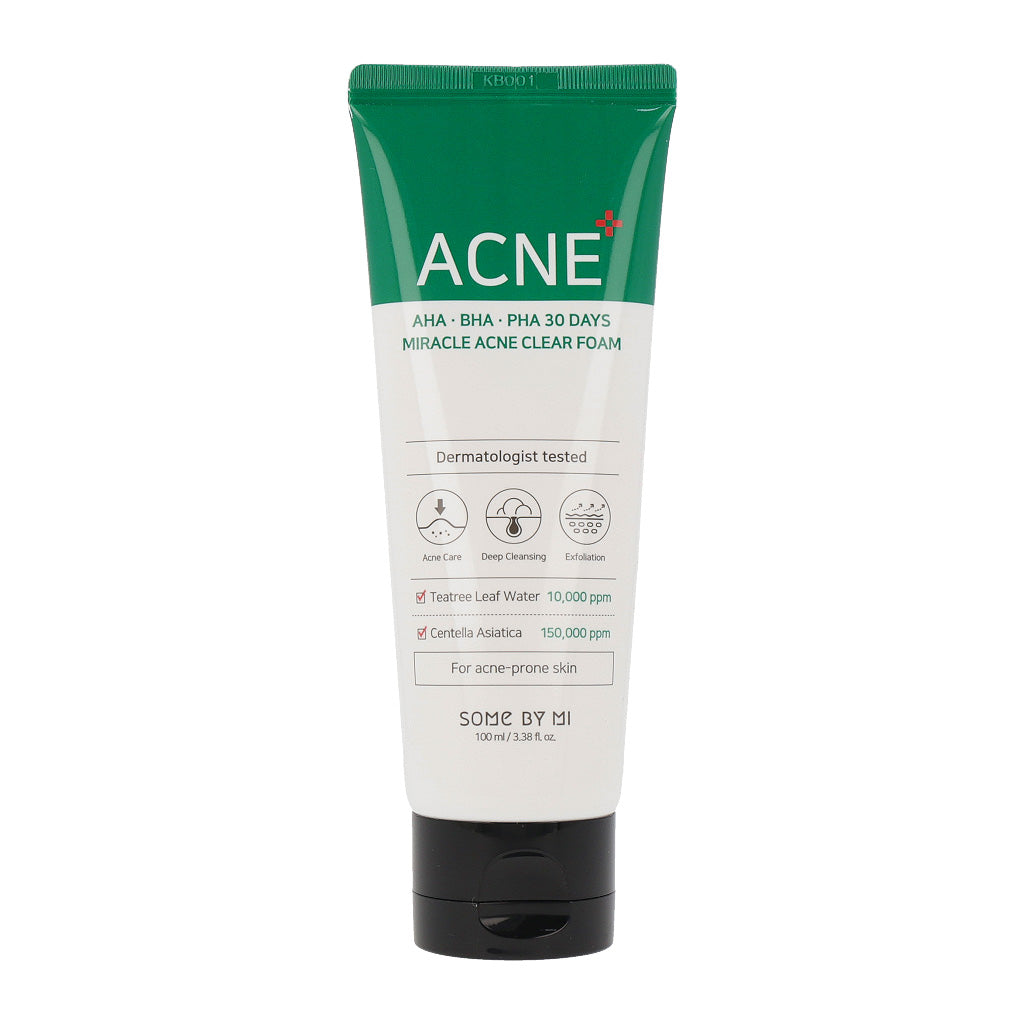 SOME BY MI SOME BY MI AHA BHA PHA 30 Days Miracle Acne Clear Foam 100ml - hydrating - front bottle shot