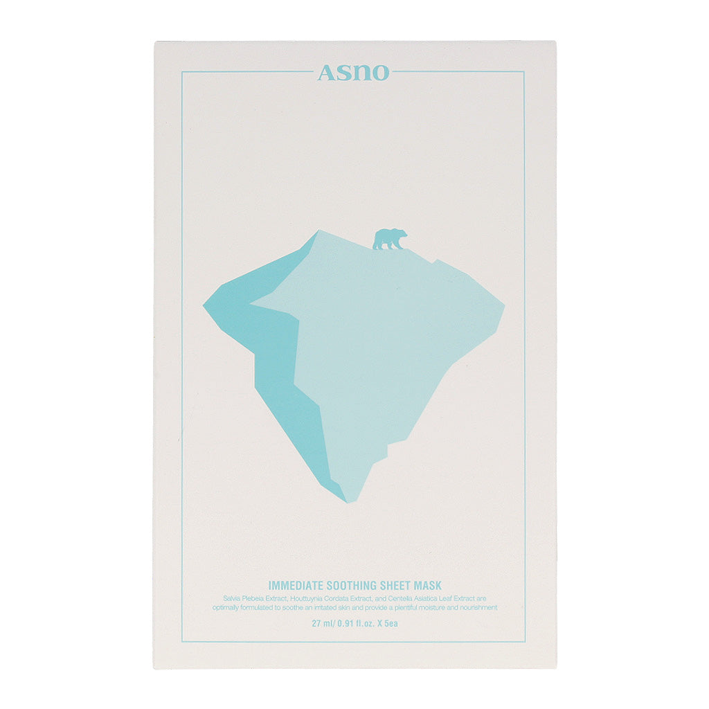 ASNO ASNO Rescue Immediate Soothing Sheet Mask  27ml x 5 sheets - soothing - front bottle shot