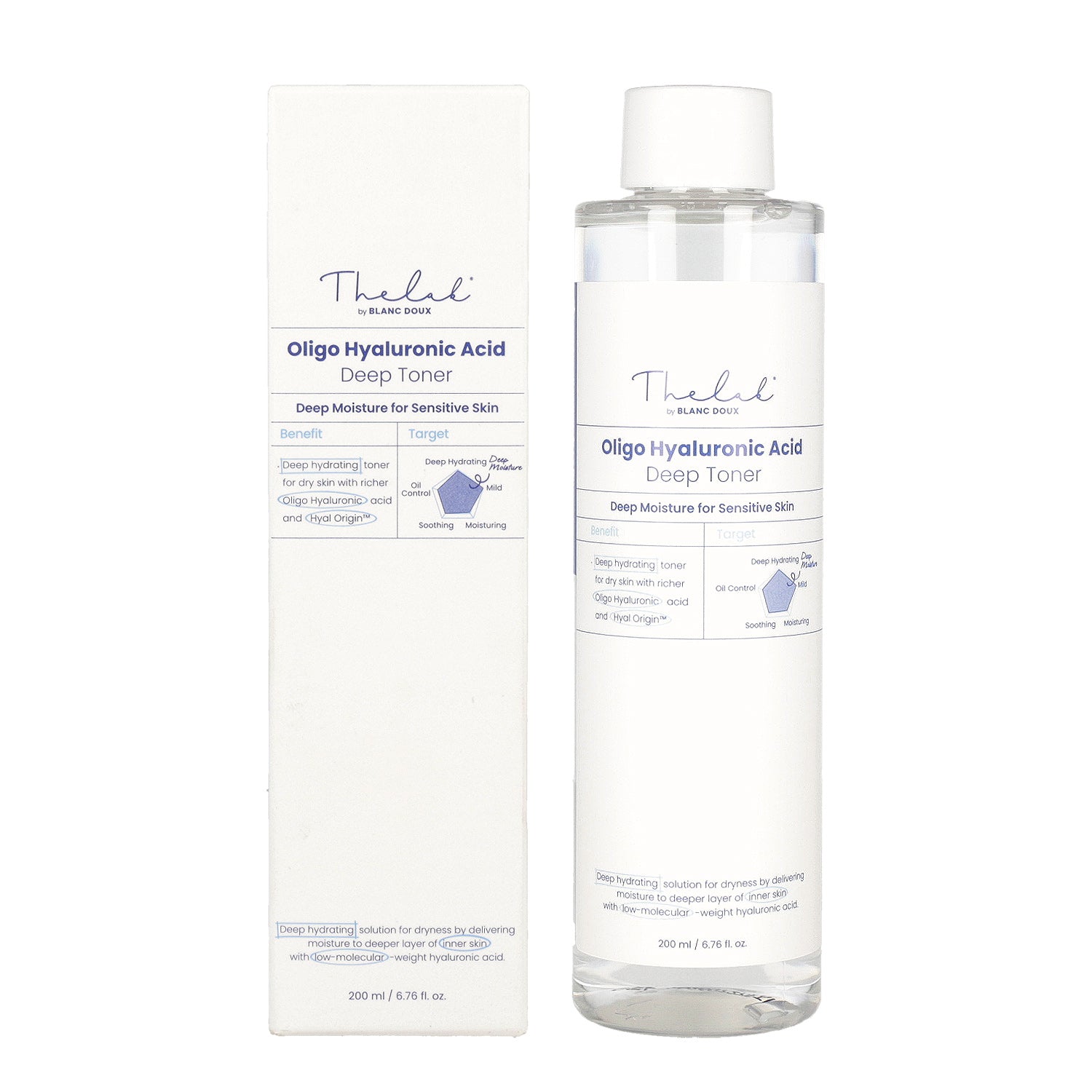 THE LAB by blanc doux THE LAB by blanc doux Oligo Hyaluronic Acid Deep Toner 200ml - hydrating - front bottle shot