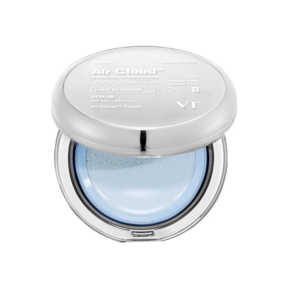 VT Cosmetics VT COSMETICS Air Cloud Water Powder Sun Cushion (SPF 50+ PA++++) 01 blue - pore care - front bottle shot
