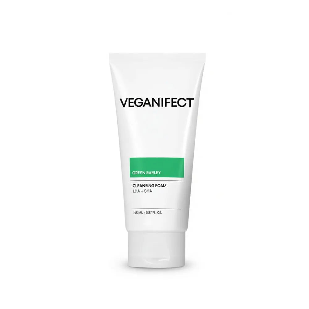 Veganifect Veganifect Clean And Glow Green Barley LHA Deep Cleansing Foam 165ml - brightening - front bottle shot
