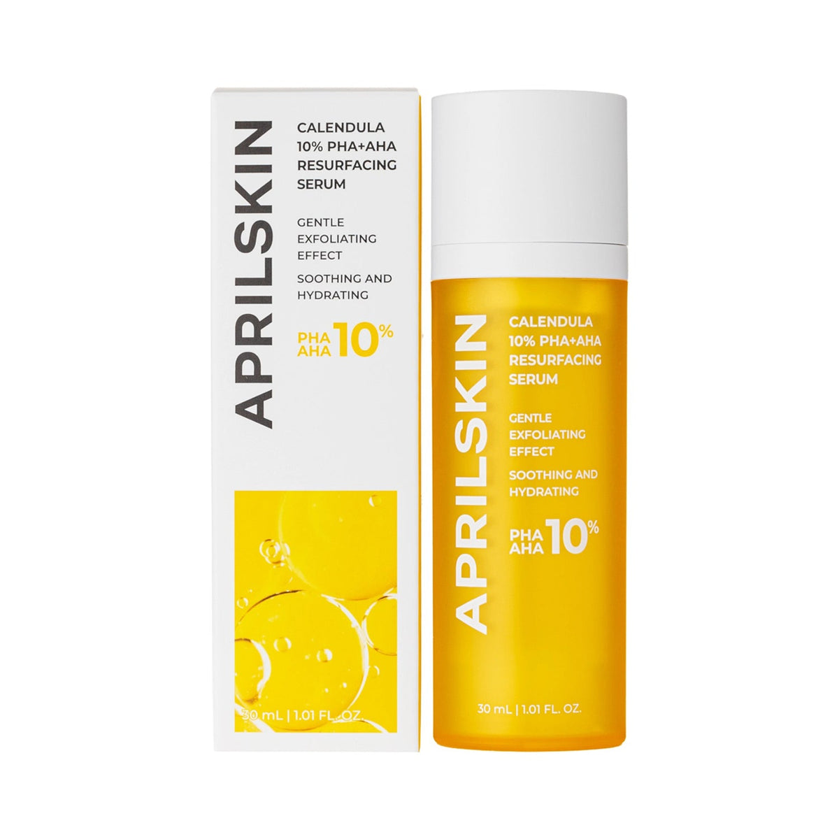 APRILSKIN APRILSKIN Calendula 10% PHA + AHA Resurfacing Serum 30ml - soothing - front bottle shot