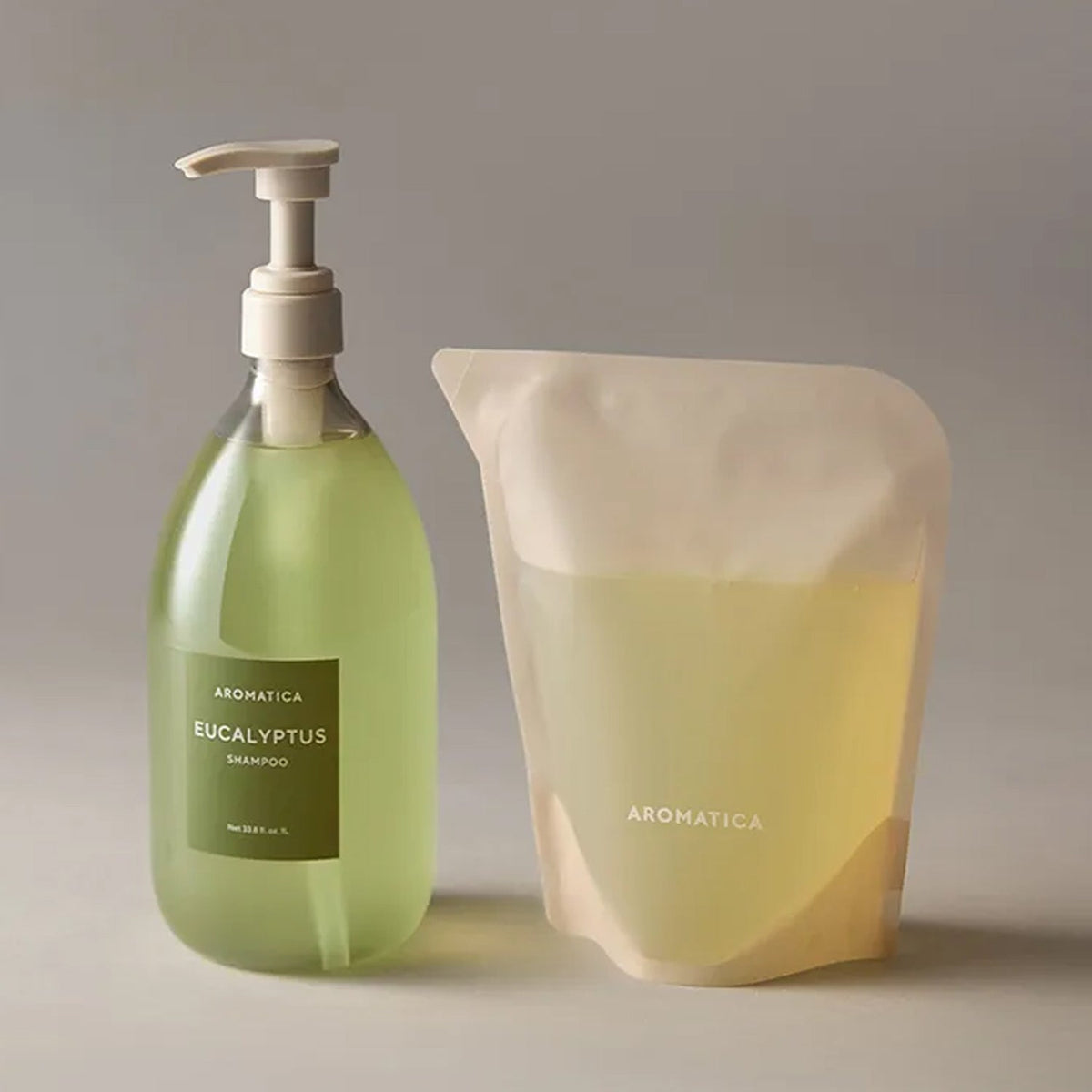 AROMATICA AROMATICA Eucalyptus Anti-Hair Loss Shampoo 1L + Refill 500ml Set - cleansing - front bottle shot