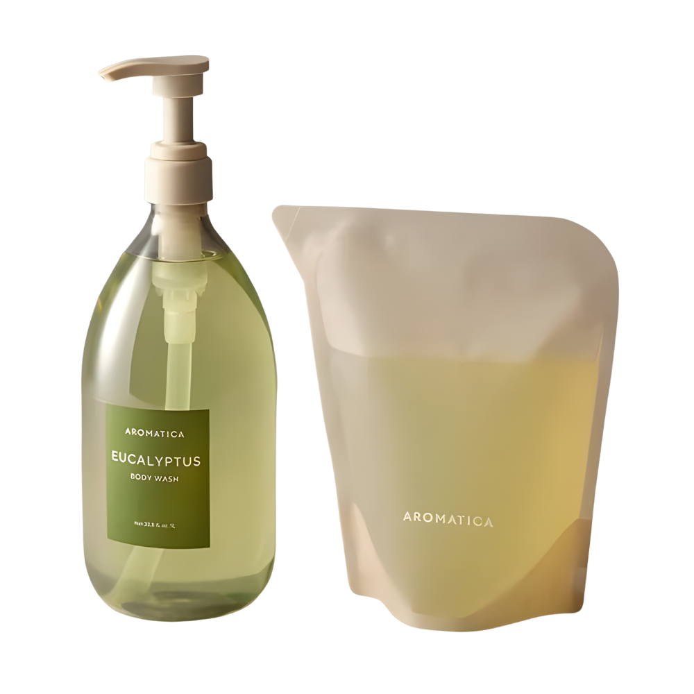 AROMATICA AROMATICA Eucalyptus Body Wash 1L + Refill 500ml Set - hydrating - front bottle shot
