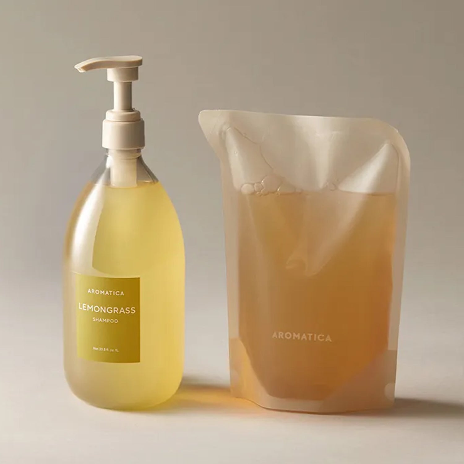 AROMATICA AROMATICA Lemongrass Anti-Hair Loss Shampoo 1L + Refill 500ml Set - cleansing - front bottle shot