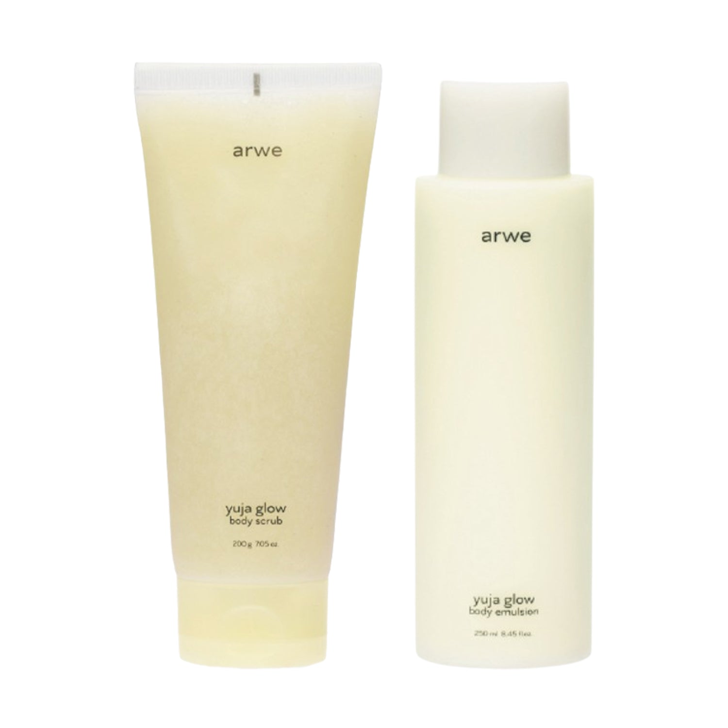 ARWE ARWE Yuja Glow Body Scrub 200g & Body Emulsion 250ml Set - brightening - front bottle shot