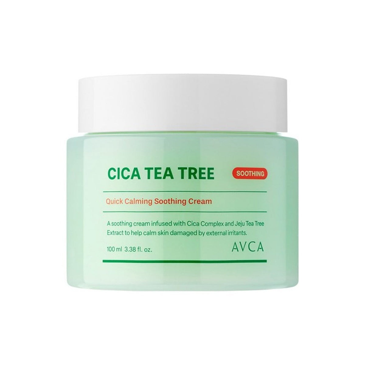 AVCA AVCA Cica Tea Tree Quick Calming Soothing Cream 100ml - hydrating - front bottle shot