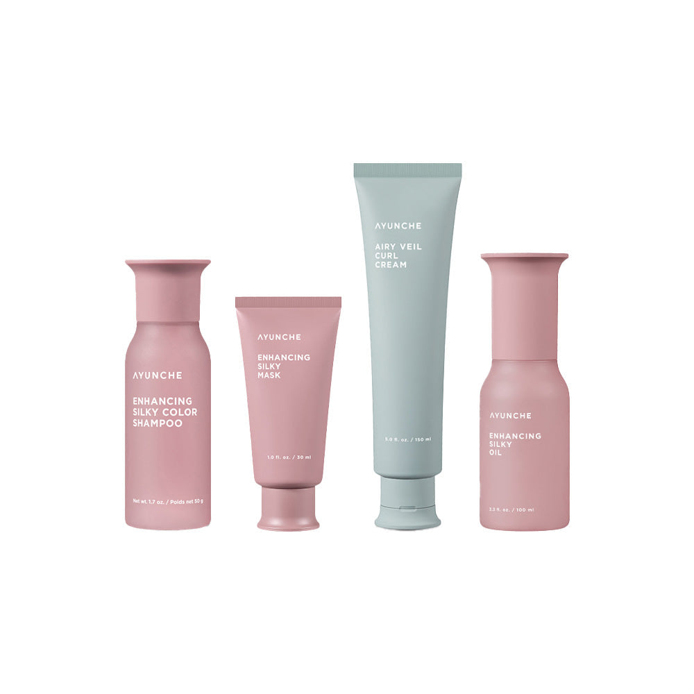 AYUNCHE AYUNCHE Enhancing Silky & Airy Veil 4 Step SET (Oil & Curl Cream) - brightening - front bottle shot
