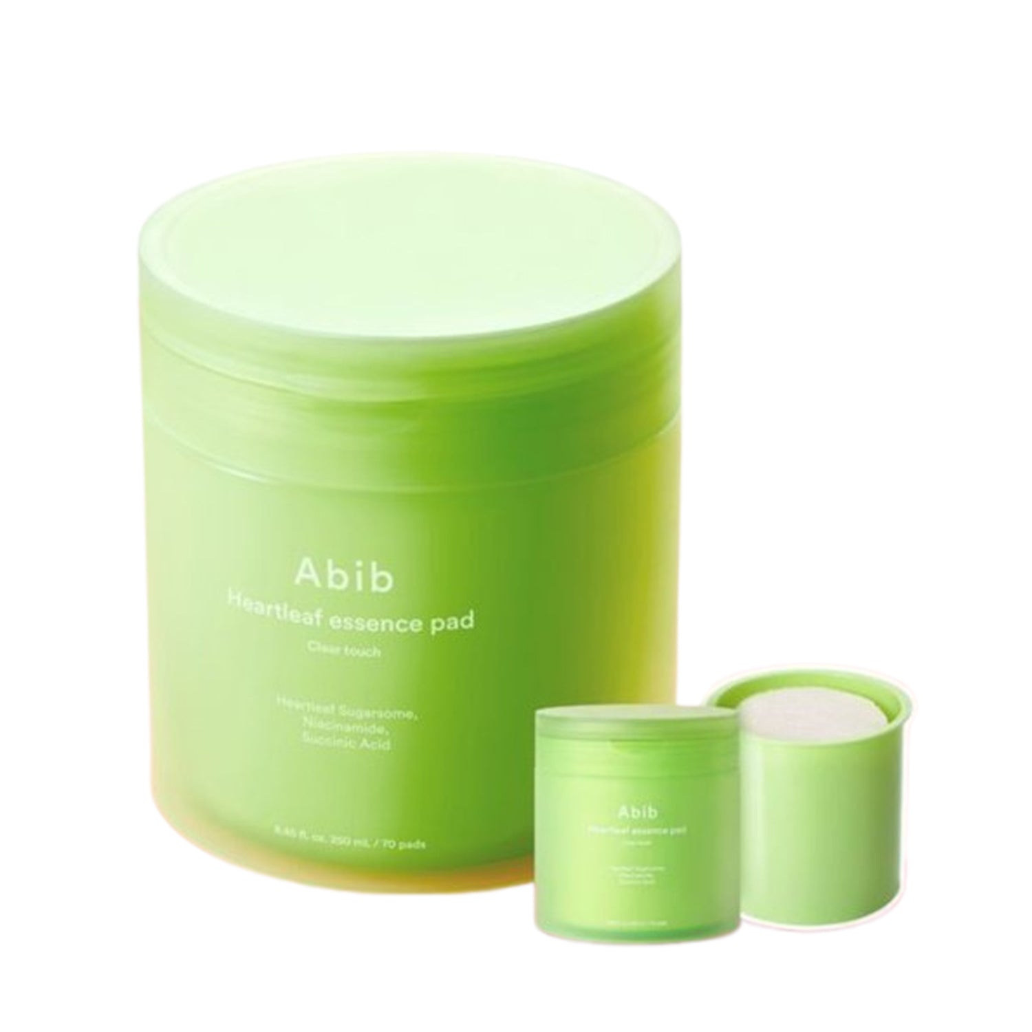 Abib Abib Heartleaf Essence Pad Clear Touch 70 Sheets Set (+70 Sheets Refill) - soothing - front bottle shot
