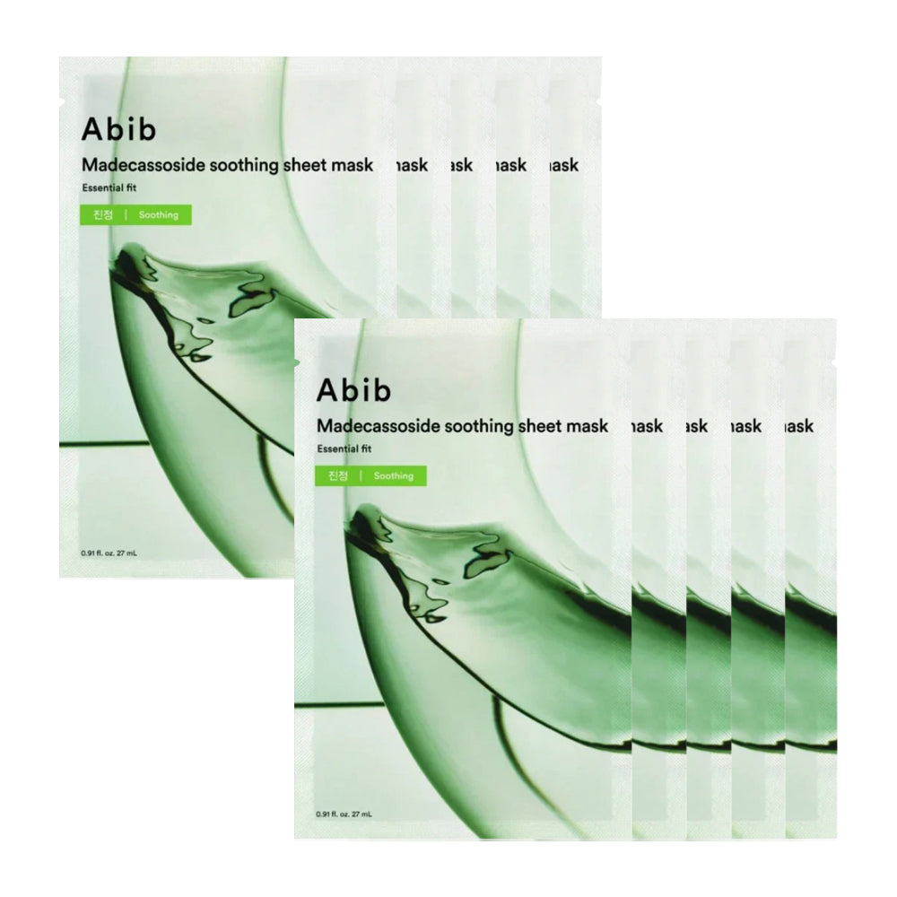 Abib Abib Madecassoside Soothing Sheet Essential Fit 27ml 10ea - hydrating - front bottle shot