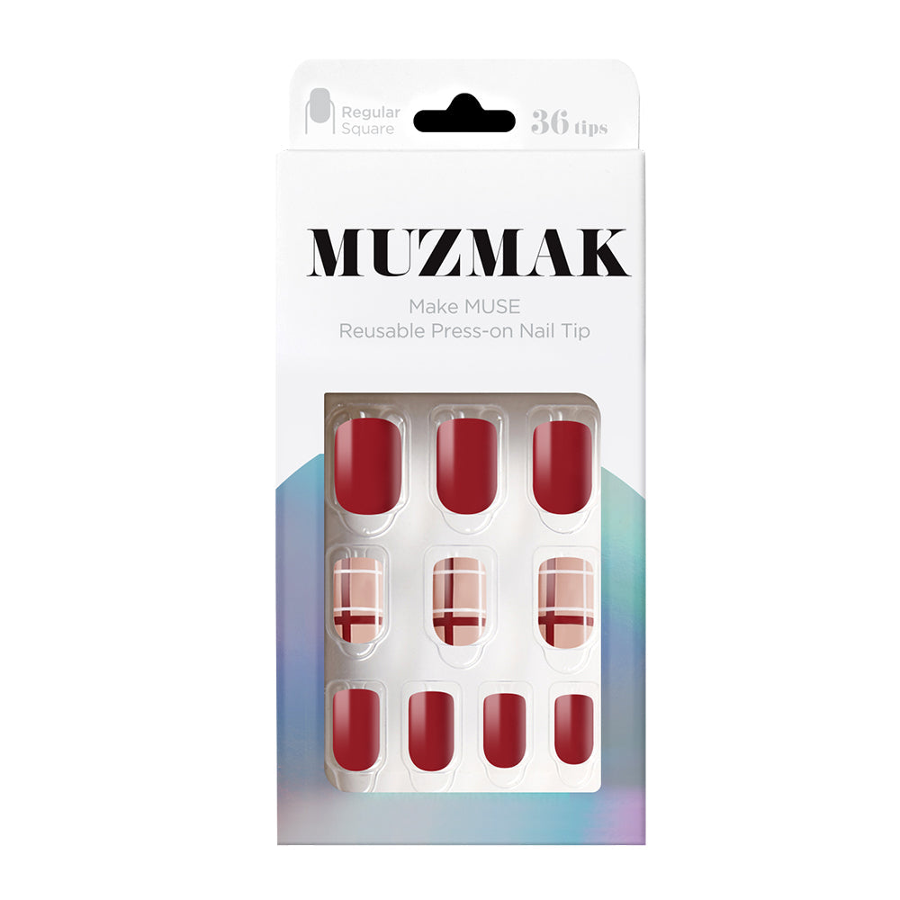 MUZMAK MUZMAK Nail Tips 36pcs #About Red(Regular Square) - anti-aging - front bottle shot