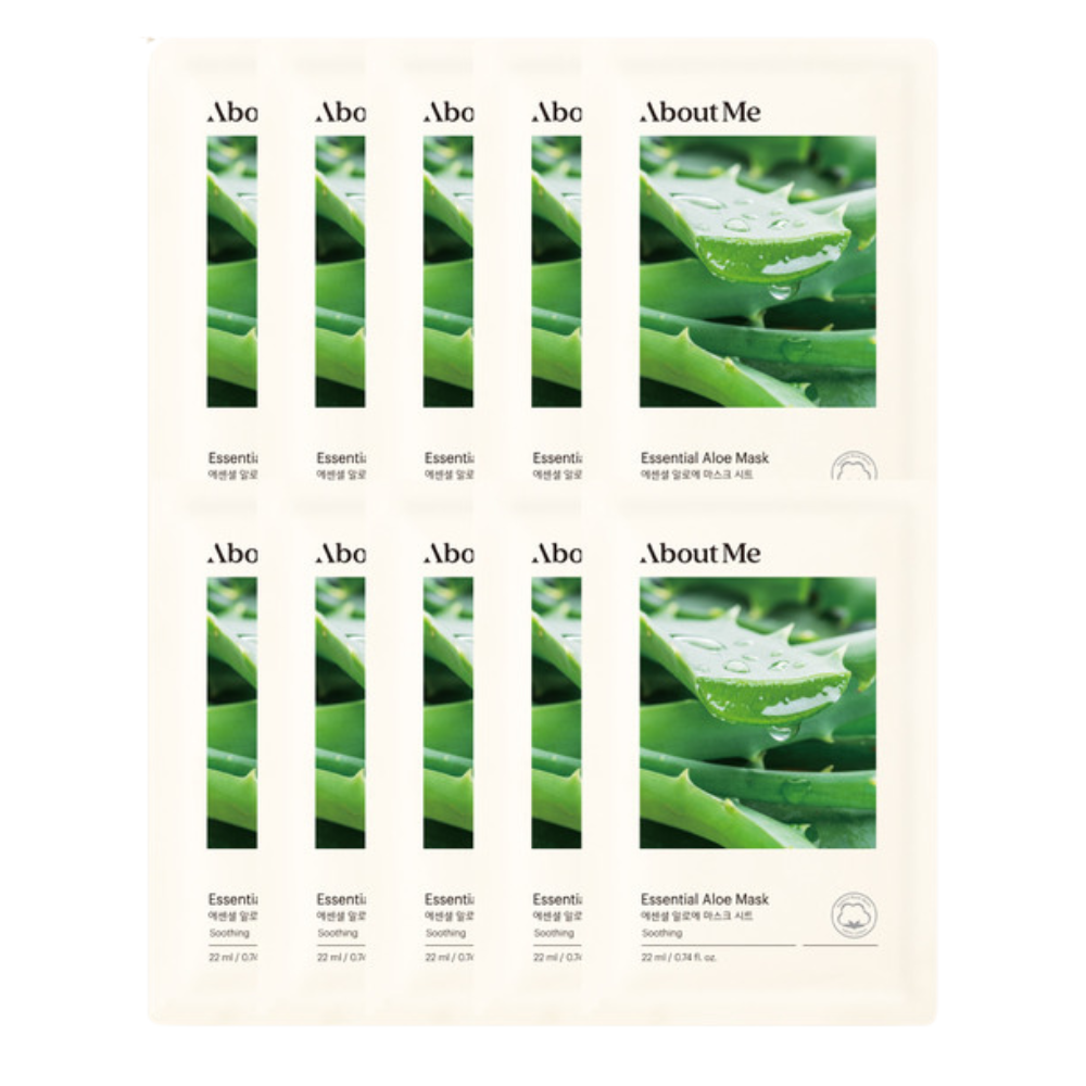 About Me About Me Essential Aloe Mask 22ml *10ea - hydrating - front bottle shot