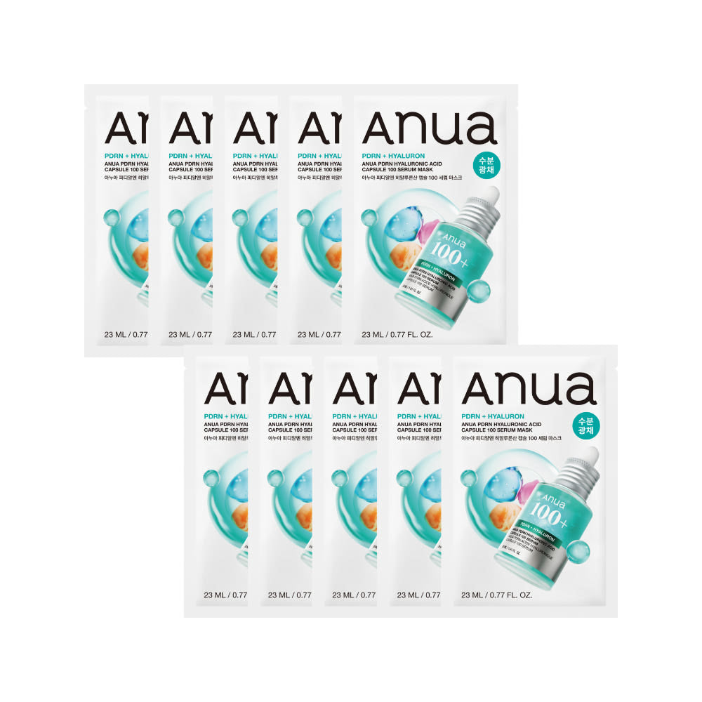 Anua Anua PDRN Hyaluronic Acid Capsule 100 Serum Mask 23ml x 10ea - hydrating - front bottle shot