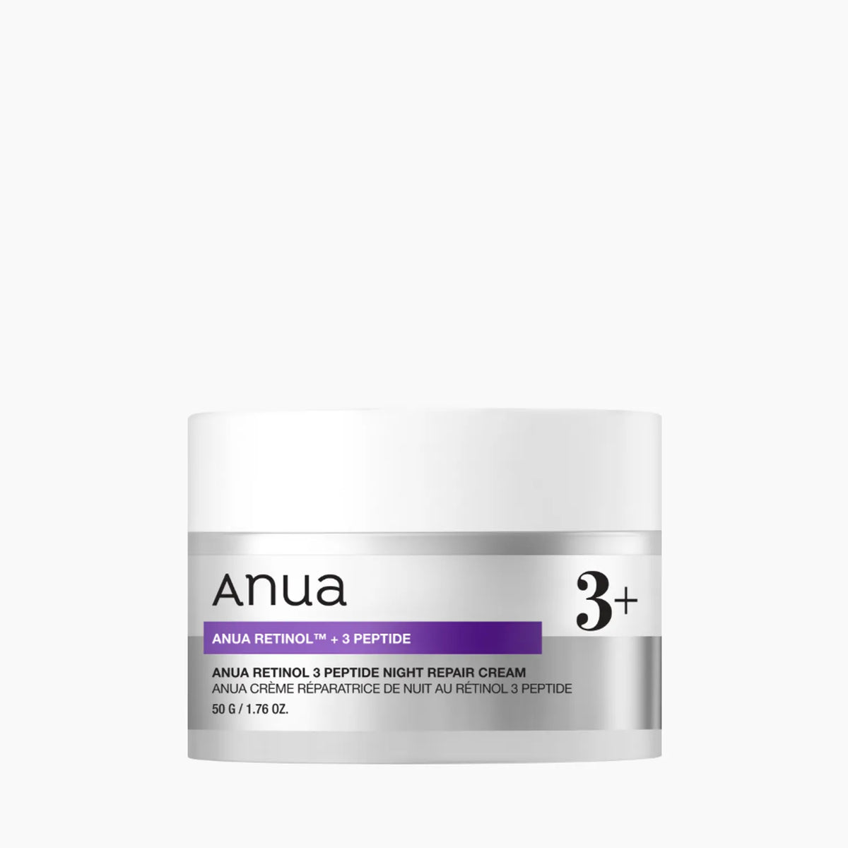 Anua Anua Retinol 3 Peptide Night Repair Cream 50g - hydrating - front bottle shot