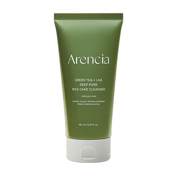 Arencia Arencia Green Tea + LHA Deep Pore Rice Cake Cleanser 150ml - soothing - front bottle shot