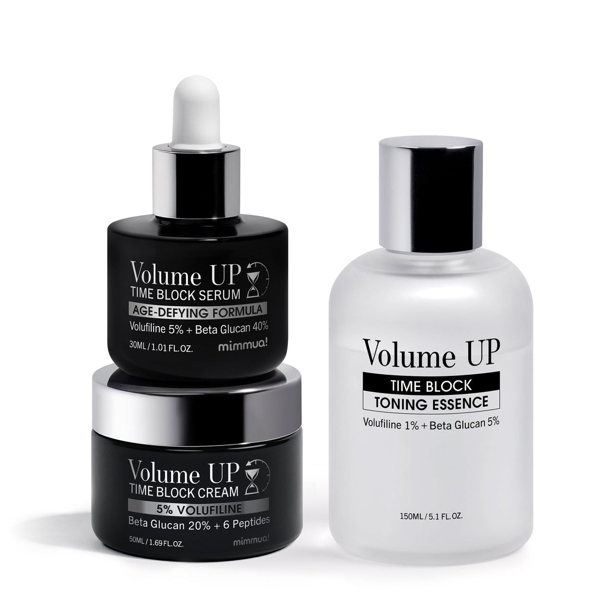 mimmua! mimmua! Bundle 4 (Volume Up Serum + Cream + Essence) - hydrating - front bottle shot