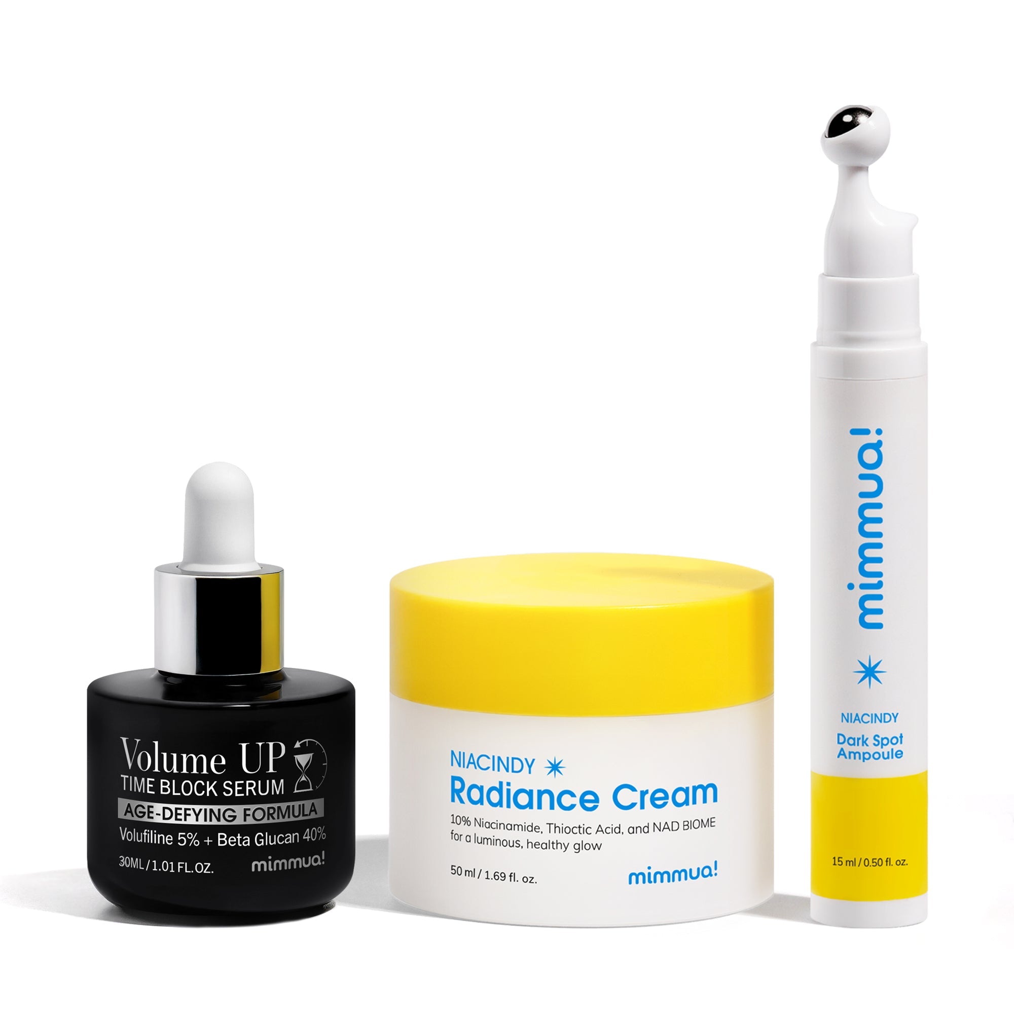 mimmua! mimmua! Bundle 1 (Serum+Ampoule+Cream) - hydrating - front bottle shot
