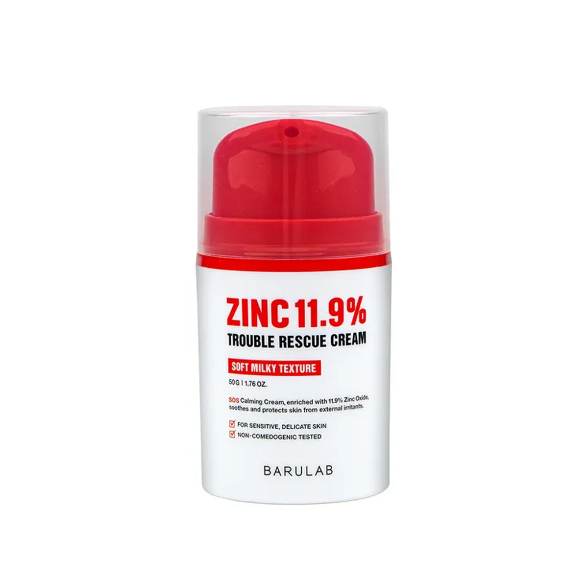 BARULAB BARULAB Zinc 11.9% Trouble Rescue Cream 50g - hydrating - front bottle shot