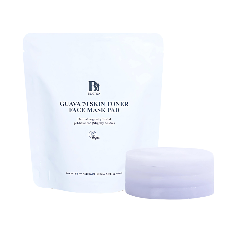 BENTON BENTON Guava 70 Skin Toner Pad 210ml * 70 Sheets (Refill) - hydrating - front bottle shot