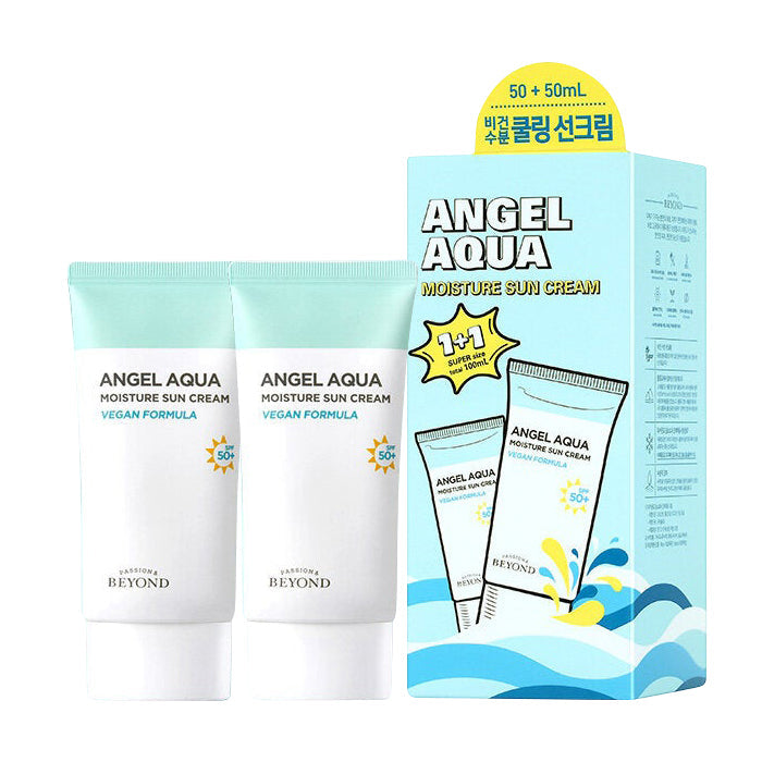 BEYOND BEYOND Angel Aqua Moisture Sun Cream SPF50+ PA+++ 50ml 2ea Double Pack - hydrating - front bottle shot