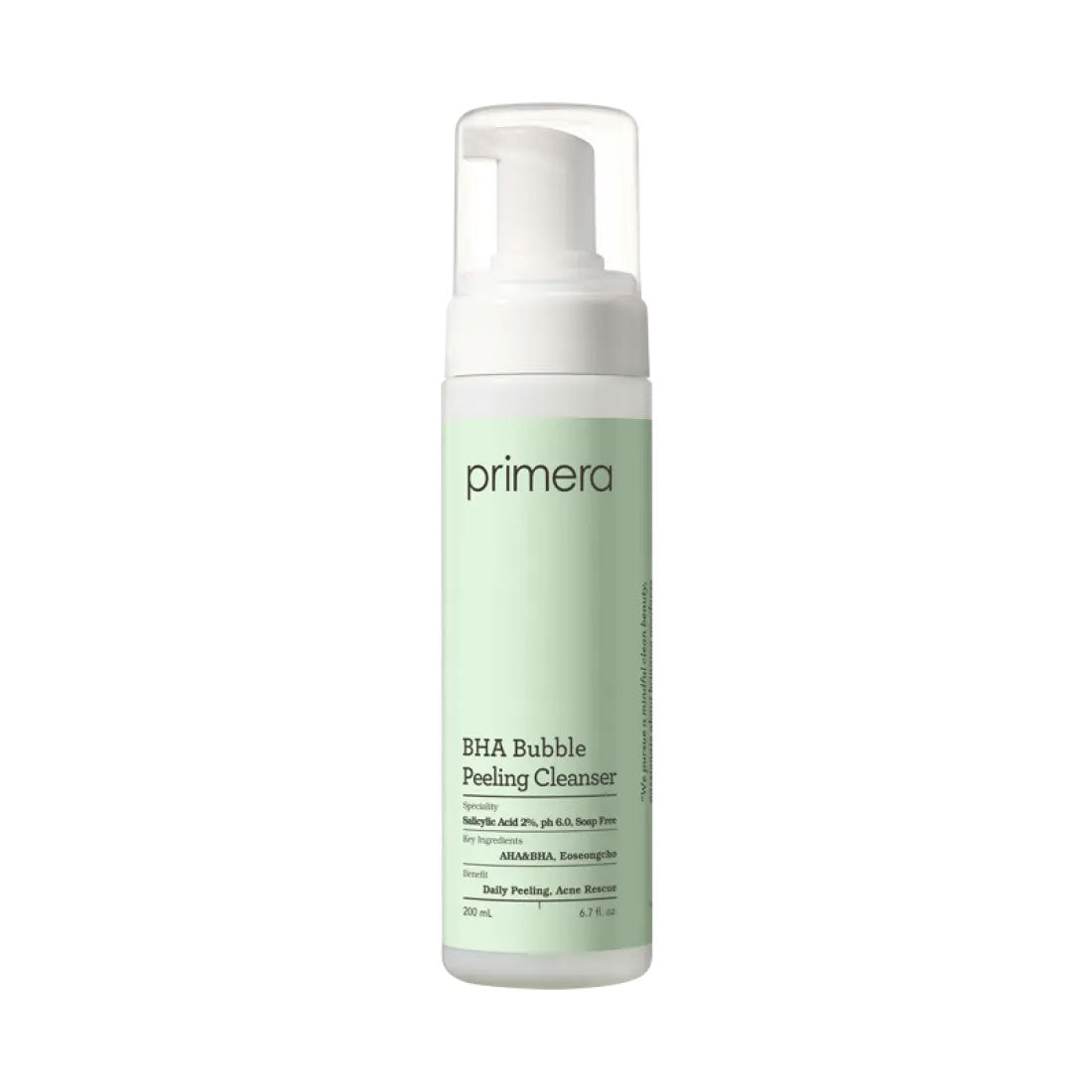 primera primera BHA Bubble Peeling Cleanser 200ml - soothing - front bottle shot