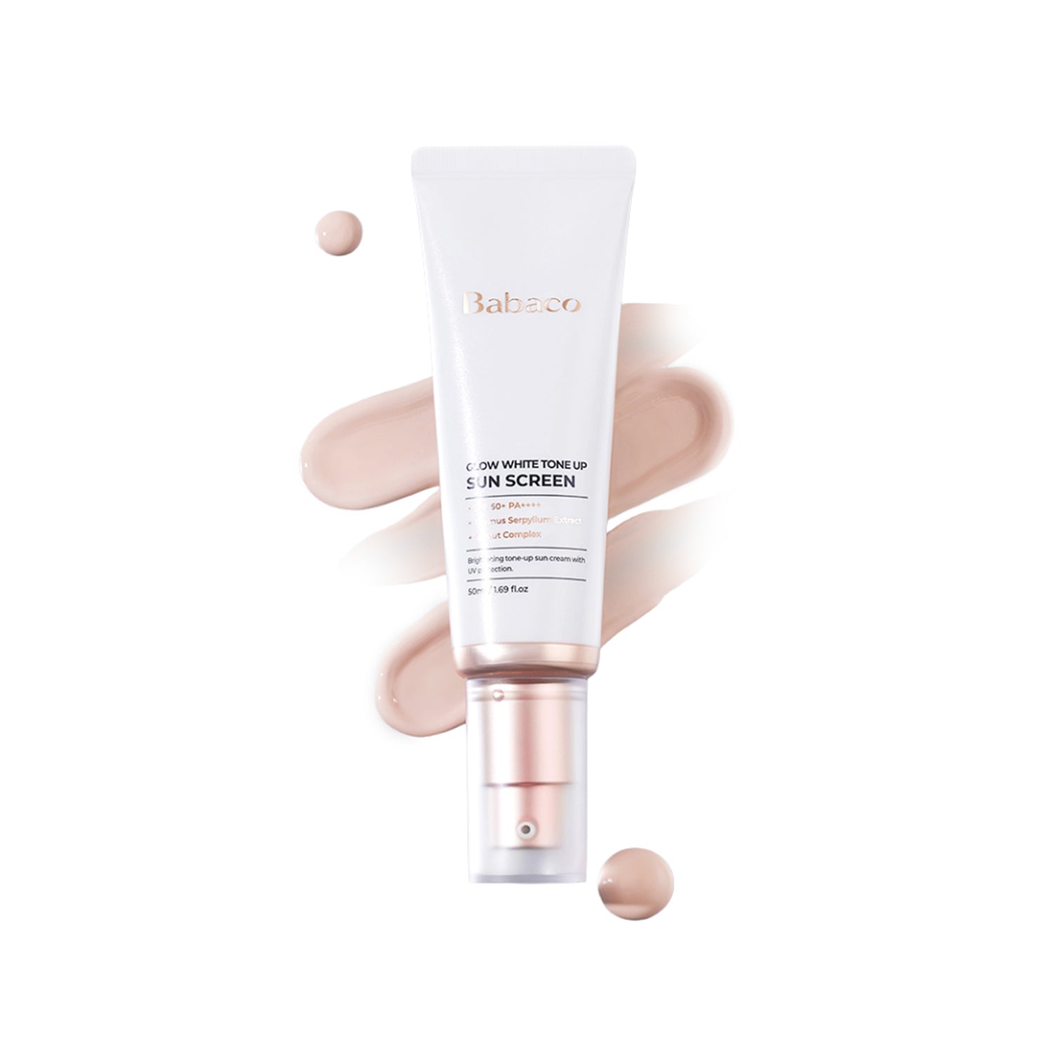 Babaco Babaco Glow White Tone Up Sunscreen 50ml - hydrating - front bottle shot