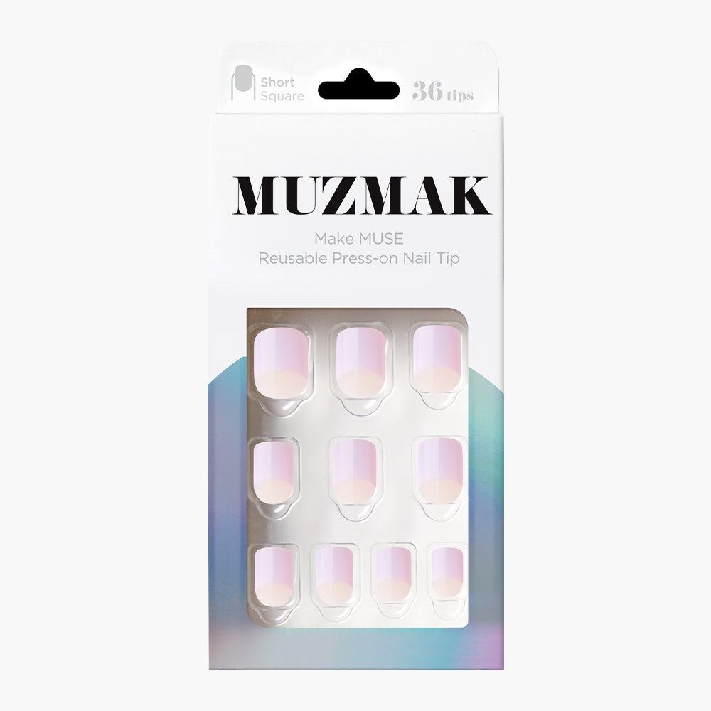 MUZMAK MUZMAK Nail Tips 36pcs #Ballerina(Short Square) - anti-aging - front bottle shot