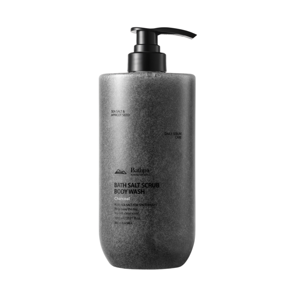 Bathpa Bathpa Bath Salt Scrub Body Wash Charcoal 1000ml - hydrating - front bottle shot