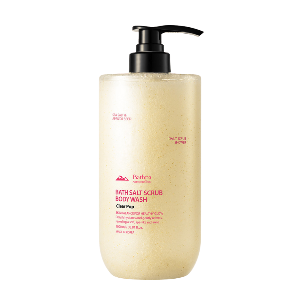 Bathpa Bathpa Bath Salt Scrub Body Wash Clear Pop 1000ml - hydrating - front bottle shot
