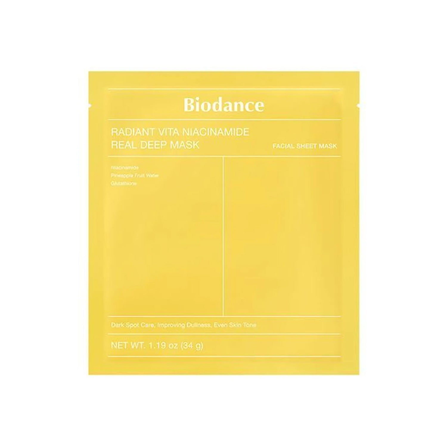 Biodance Biodance Radiant Vita Niacinamide Real Deep Mask 16 Sheets - hydrating - front bottle shot