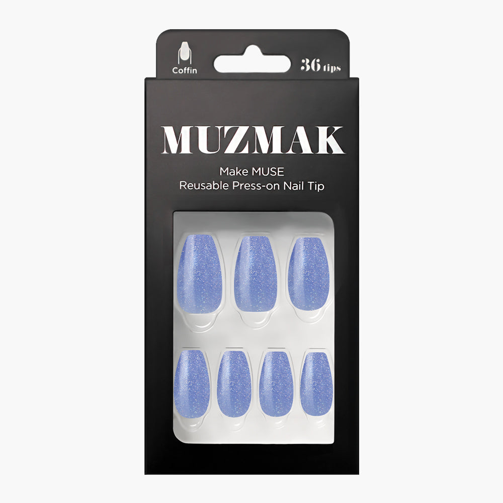 MUZMAK MUZMAK Nail Tips 36pcs #Blue Lemonade(Coffin) - anti-aging - front bottle shot
