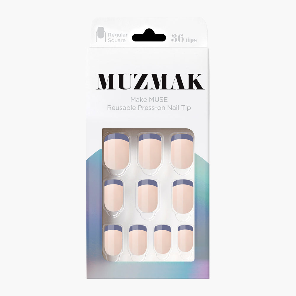MUZMAK MUZMAK Nail Tips 36pcs #Blueberry Pie(Regular Square) - anti-aging - front bottle shot
