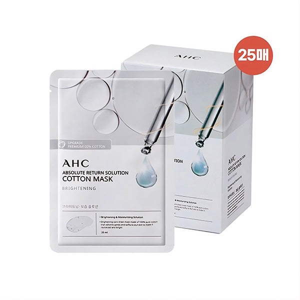 AHC AHC Absolute Return Solution Pure Cotton Mask Brightening 28ml 25 Sheets - hydrating - front bottle shot
