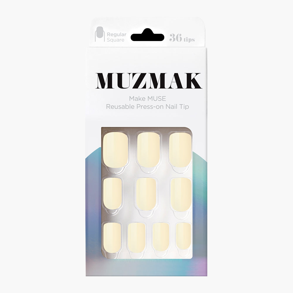 MUZMAK MUZMAK Nail Tips 36pcs #Butter(Regular Square) - anti-aging - front bottle shot