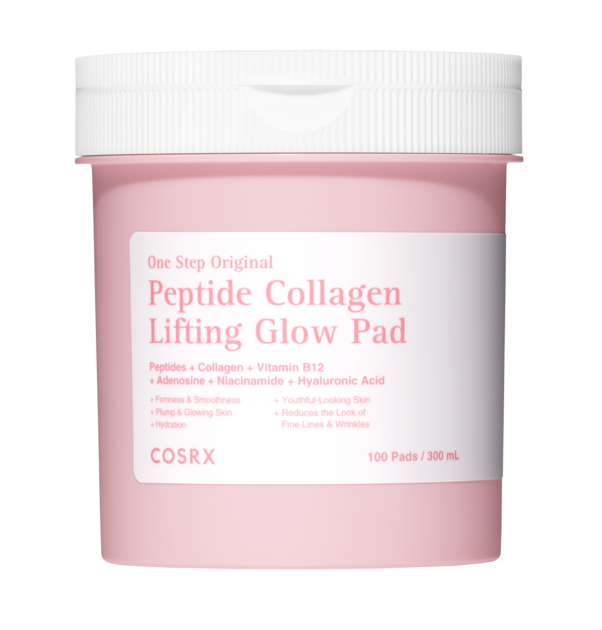COSRX COSRX One Step Original Peptide Collagen Lifting Glow Pad 100ea - hydrating - front bottle shot
