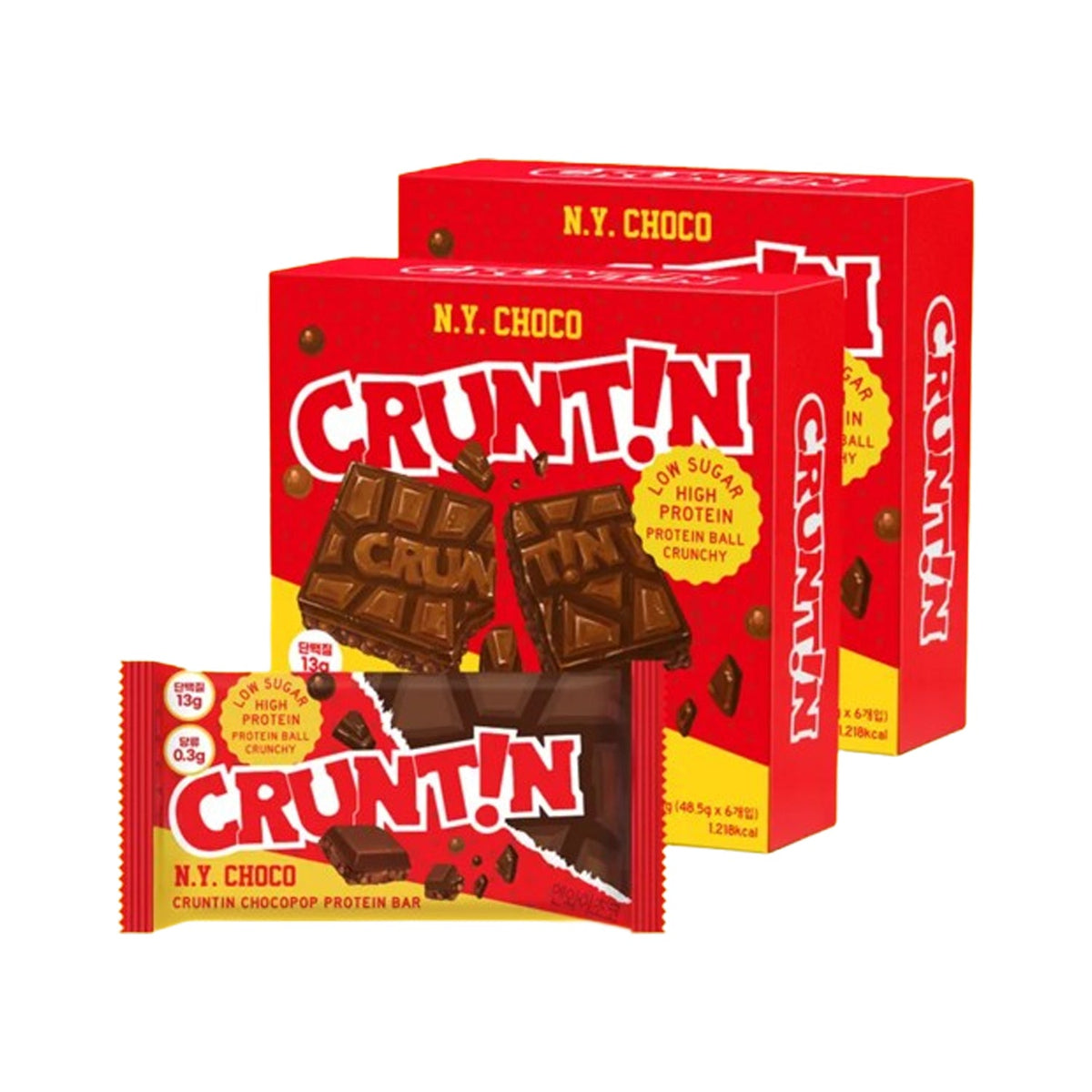 CRUNTIN CRUNTIN Choco Pop Protein Bar - NY Choco (2 Boxes / 12 Bars) - pore care - front bottle shot