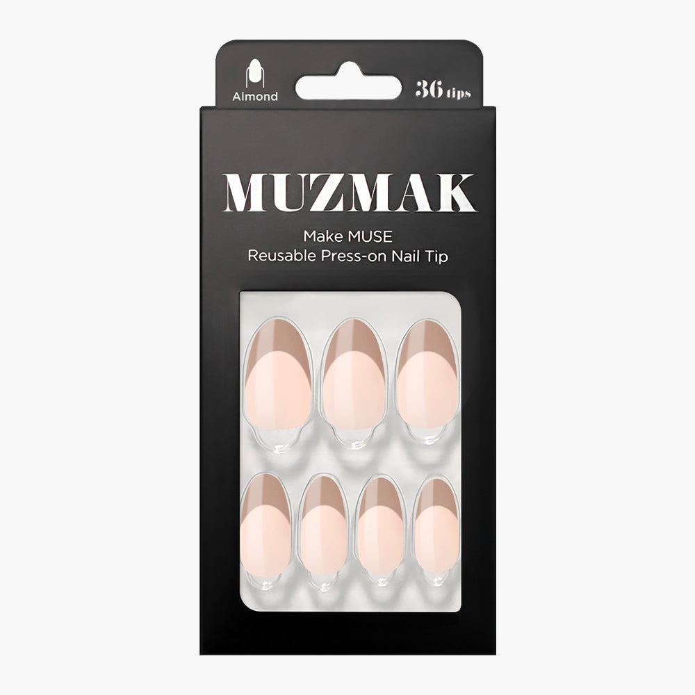 MUZMAK MUZMAK Nail Tips 36pcs #Cafe Latte(Almond) - anti-aging - front bottle shot