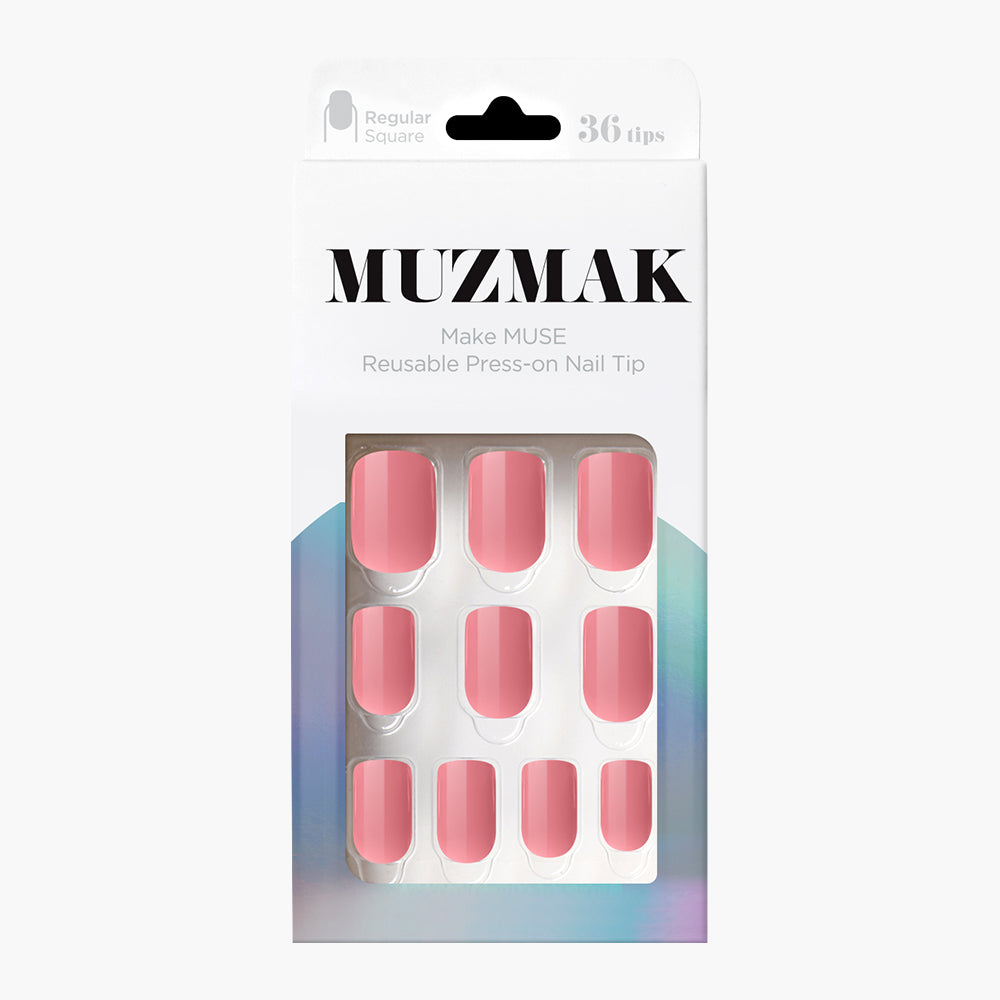 MUZMAK MUZMAK Nail Tips 36pcs #Caffeine Rose(Regular Square) - anti-aging - front bottle shot