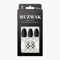 MUZMAK MUZMAK Nail Tips 36pcs #Chess Black(Almond) - anti-aging - front bottle shot