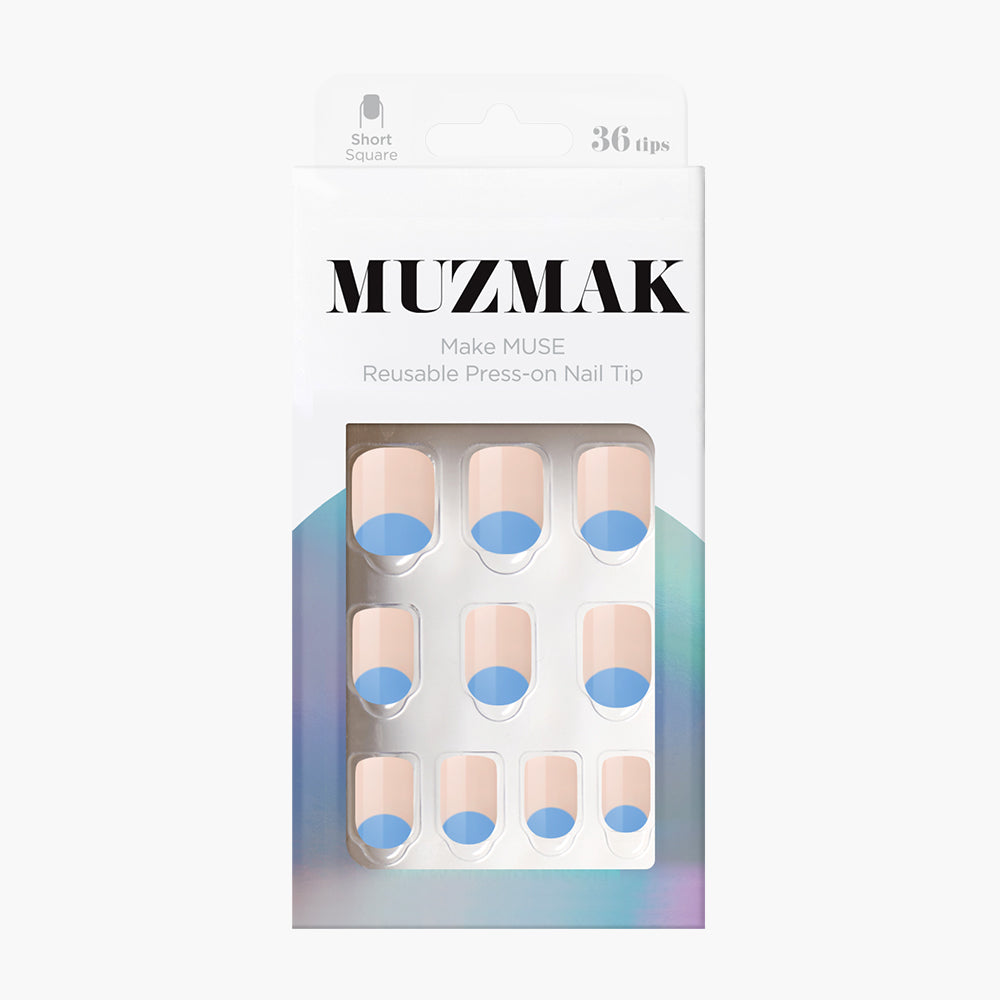 MUZMAK MUZMAK Nail Tips 36pcs #Cloud(Short Square) - anti-aging - front bottle shot