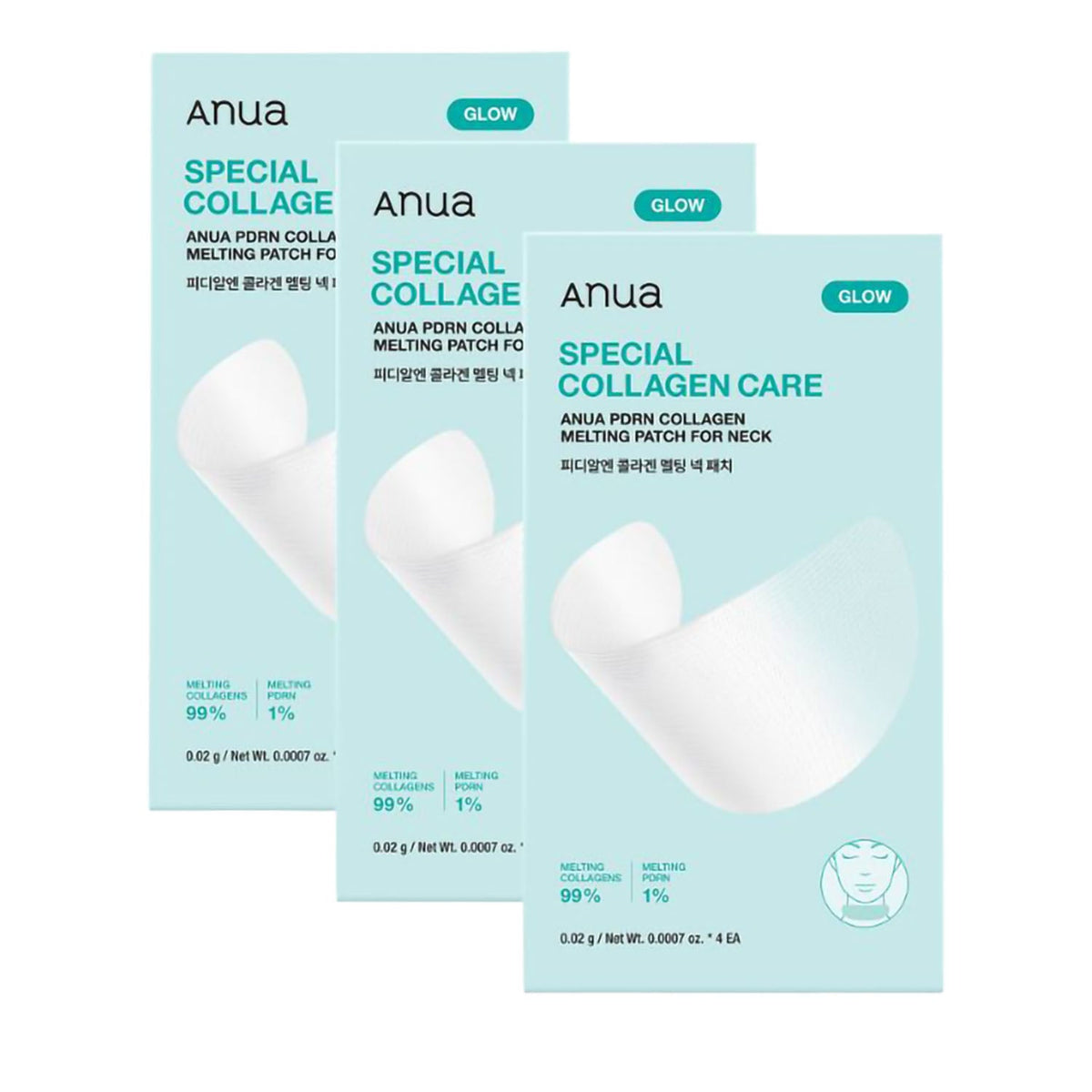 Anua Anua PDRN Collagen Melting Neck Wrinkle Care Neck Patch 4 Sheets, 3 Packs - anti-aging - front bottle shot