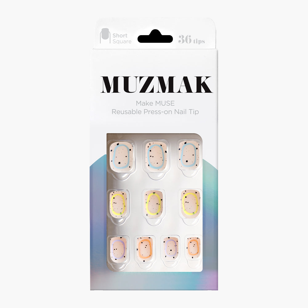 MUZMAK MUZMAK Nail Tips 36pcs #Cookie Ring(Short Square) - anti-aging - front bottle shot