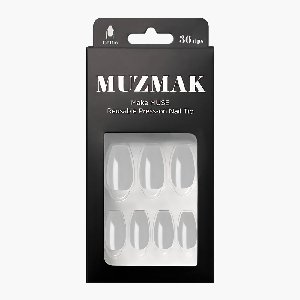 MUZMAK MUZMAK Nail Tips 36pcs #Cool Gray(Coffin) - anti-aging - front bottle shot