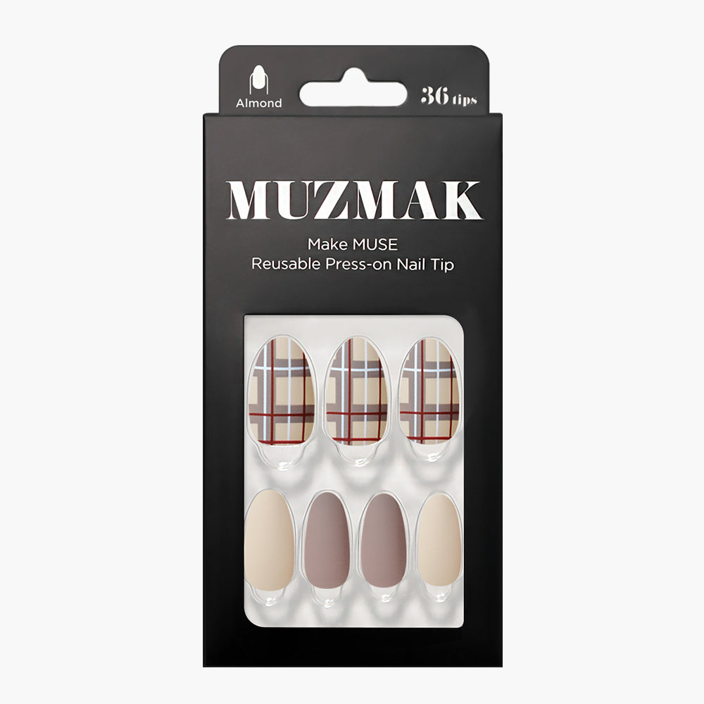 MUZMAK MUZMAK Nail Tips 36pcs #Cozy Sand(Almond) - anti-aging - front bottle shot
