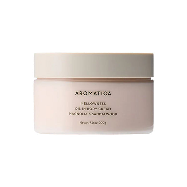AROMATICA AROMATICA Mellowness Oil-in-Body Cream Magnolia & Sandalwood 200g - hydrating - front bottle shot