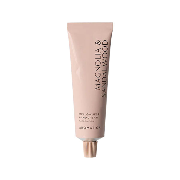 AROMATICA AROMATICA Mellowness Hand Cream Magnolia & Sandalwood 30ml - hydrating - front bottle shot