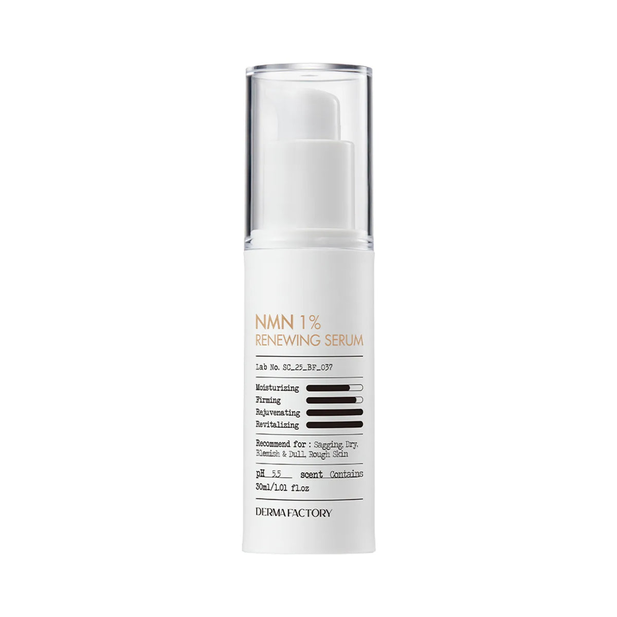 DERMA FACTORY DERMA FACTORY NMN 1% Renewing Serum 30ml - hydrating - front bottle shot