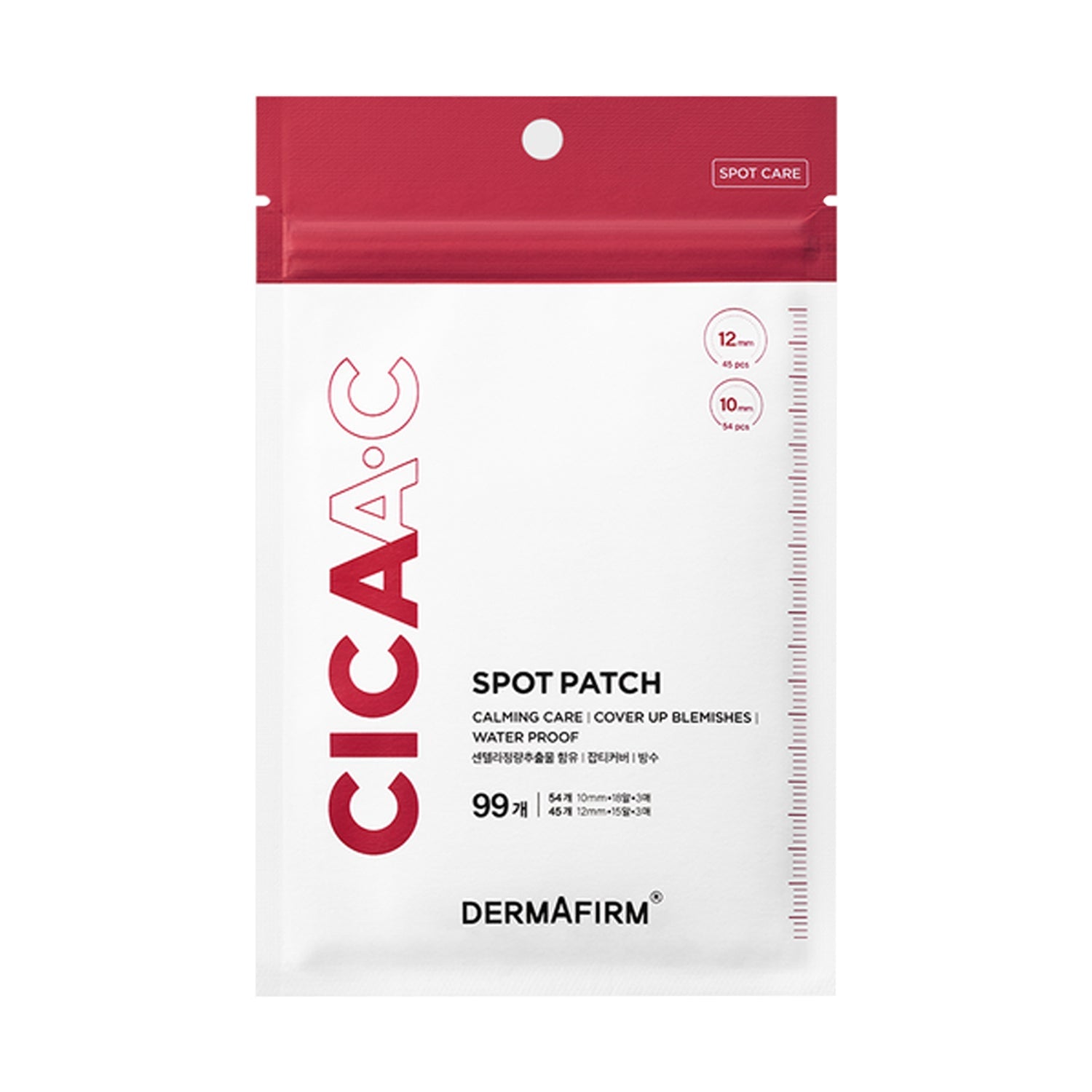 DERMAFIRM DERMAFIRM CICA A. C Spot Patch Calming Care Cover Up Blemishes Water Proof 99ea - soothing - front bottle shot